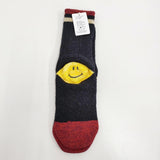 KAPITAL 新品未使用 コットンヘンプ スマイル HAPPY HEEL ソックス 靴下 ブラック レディース キャピタル【中古】5-0916G♪