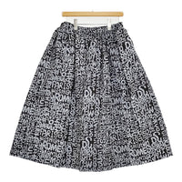 BLACK COMME des GARCONS 総柄ギャザースカート 1D-S003 AD2019 ブラック グレー レディース ブラックコムデギャルソン【中古】5-0916G♪