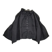 nest Robe リネンラッフルカラーブラウス 01213-1050 ドロップショルダー ブラウス シャツ ブラック レディース ネストローブ【中古】5-0916M♪