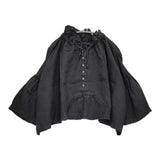 nest Robe リネンラッフルカラーブラウス 01213-1050 ドロップショルダー ブラウス シャツ ブラック レディース ネストローブ【中古】5-0916M♪