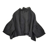 nest Robe リネンラッフルカラーブラウス 01213-1050 ドロップショルダー ブラウス シャツ ブラック レディース ネストローブ【中古】5-0916M♪