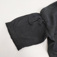 nest Robe リネンラッフルカラーブラウス 01213-1050 ドロップショルダー ブラウス シャツ ブラック レディース ネストローブ【中古】5-0916M♪