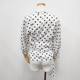 VERMEIL par iena ドット柄 カシュクール リボン ブラウス シャツ ホワイト ブラック レディース ヴェルメイユパーイエナ【中古】5-1030T◎