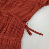 AMERI SHIRRING PLEATS DRESS シャーリングプリーツドレス 01010520880 ワンピース レッド レディース アメリ【中古】5-1224M∞