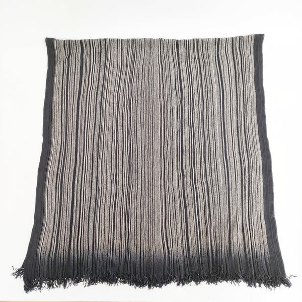 JURGEN LEHL ウールシルク マフラー ストール ブラック グレー レディース ヨーガンレール【中古】5-1108T◎