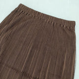 JURGEN LEHL J0121US051 コットンシルク プリーツ風 ロングスカート ブラウン レディース ヨーガンレール【中古】5-1224M∞