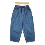 tumugu コットンリネンデニムパンツ 定価26180円 TB25126 ワイドイージー デニムパンツ ブルー レディース ツムグ【中古】5-1218G∞