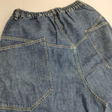 tumugu コットンリネンデニムパンツ 定価26180円 TB25126 ワイドイージー デニムパンツ ブルー レディース ツムグ【中古】5-1218G∞