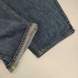 tumugu コットンリネンデニムパンツ 定価26180円 TB25126 ワイドイージー デニムパンツ ブルー レディース ツムグ【中古】5-1218G∞