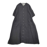 HARVESTY フレンチリネン 半袖アトリエローブコートワンピース 定価30800円 A42306-2 ワンピース ブラック レディース ハーベスティ【中古】6-0426S∞