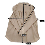 cinq symphonie バンドカラー ギャザー 長袖 ブラウス シャツ ベージュ レディース サンクサンフォニー【中古】5-1224M∞