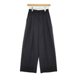 ATON COMPACT WOOL ツータックワイドパンツ 定価48400円 サイズ00 PRAGSM0104 ウール パンツ ブラック レディース エイトン【中古】5-0916G♪