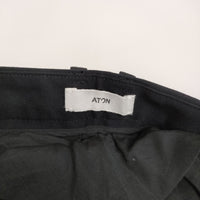ATON COMPACT WOOL ツータックワイドパンツ 定価48400円 サイズ00 PRAGSM0104 ウール パンツ ブラック レディース エイトン【中古】5-0916G♪