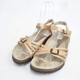 BIRKENSTOCK BALI サイズ38 アンクルストラップ サンダル ゴールド ベージュ レディース ビルケンシュトック【中古】6-0426S◎