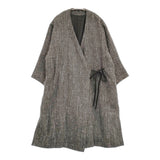 ARTS&SCIENCE 093-L11M-305 サイズ1 ウールヘンプ ローブコート ノーカラーコート グレー ホワイト レディース アーツ&サイエンス【中古】5-1018T♪