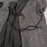 ARTS&SCIENCE 093-L11M-305 サイズ1 ウールヘンプ ローブコート ノーカラーコート グレー ホワイト レディース アーツ&サイエンス【中古】5-1018T♪