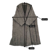 ARTS&SCIENCE 093-L11M-305 サイズ1 ウールヘンプ ローブコート ノーカラーコート グレー ホワイト レディース アーツ&サイエンス【中古】5-1018T♪