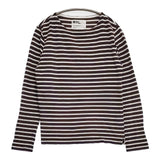 MHL. 596-6166500 ボーダー コットン 長袖Ｔシャツ カットソー ロンＴ パープル ベージュ メンズ エムエイチエル【中古】5-1225M∞