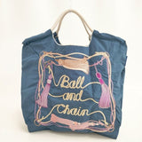 Ball&Chain 新品 TASSEL Mサイズ ナイロン 刺繍 トートバッグ ネイビー レディース ボールアンドチェーン【中古】6-0406G∞