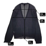 ROKU 6 BEAUTY&YOUTH SUKE TUCK CARDIGAN シアー Vネック カーディガン ネイビー レディース ロクビューティアンドユース【中古】6-0323M∞
