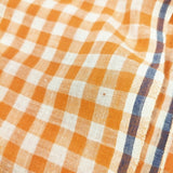 dosa ギンガムチェック フリンジ 大判 ストール オレンジ ホワイト レディース ドーサ【中古】6-0212M◎