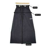 VIVIENNE TAM V3 Arttroa SK with belt ポリエステル ナイロン ロングスカート ブラック レディース ヴィヴィアンタム【中古】5-1218M∞