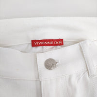 VIVIENNE TAM ヴィンテージアイレットデニムパンツ 刺繍 定価53900円 サイズ42 ホワイト レディース ヴィヴィアンタム【中古】5-0916G♪