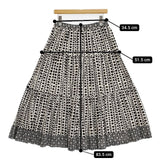 TABASA INDIA インド製 総柄 プリーツ加工 コットン ロングスカート ホワイト ブラック レディース タバサ【中古】5-1224M∞