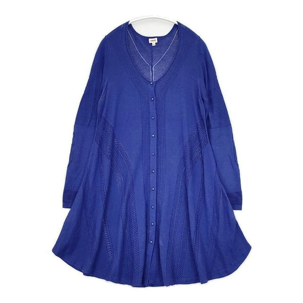 KENZO シルク カシミヤ　ニットワンピース ロング カーディガン ブルー レディース ケンゾー【中古】5-1013T∞