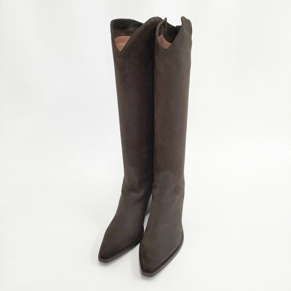 SARTORE 未使用品 ヌバック ロングブーツ サイズ37 ブーツ ブラウン レディース サルトル【中古】5-1027T◎