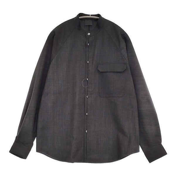 山内 ノーミュールシング強撚ウールクロスシャツ サイズ2 アーバン染 定価48400円 25143 長袖シャツ 25SS ブラック メンズ 山内【中古】5-0916M♪