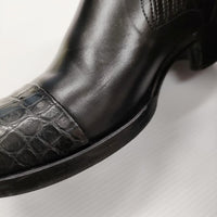 PETROSOLAUM 81112-PO03 side elastic クロコダイル コードヴァン 36 シューズ・靴 ブラック レディース ペテロオラウム【中古】5-0916G♪