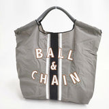 Ball&Chain 新品 B＆C Mサイズ ナイロン 刺繍 トートバッグ グレー レディース ボールアンドチェーン【中古】6-0406G∞