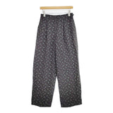 qualite 3245-00-50002 リーフパターンジャガードパンツ 定価26400円 総柄 パンツ ブラック グリーン レディース カリテ【中古】5-1221G∞