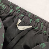 qualite 3245-00-50002 リーフパターンジャガードパンツ 定価26400円 総柄 パンツ ブラック グリーン レディース カリテ【中古】5-1221G∞