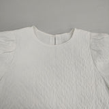 a day in the life UNITED ARROWS パフジャカード タックスリーブ ブラウス シャツ ホワイト レディース アデイインザライフ【中古】6-0426S∞