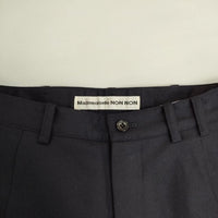Mademoiselle NONNON カシミヤ混 ハイウエスト スラックス パンツ ネイビー レディース マドモアゼルノンノン【中古】5-1013T∞