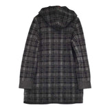 Mademoiselle NONNON チェック フード付き トグルボタン コート ブラック グレー レディース マドモアゼルノンノン【中古】5-1018T♪