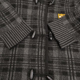 Mademoiselle NONNON チェック フード付き トグルボタン コート ブラック グレー レディース マドモアゼルノンノン【中古】5-1018T♪