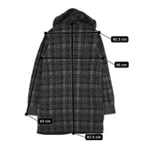 Mademoiselle NONNON チェック フード付き トグルボタン コート ブラック グレー レディース マドモアゼルノンノン【中古】5-1018T♪