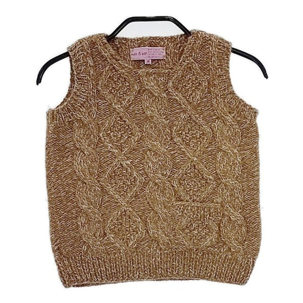 HUG O WaR ウールアルパカ キッズサイズ ノースリーブニット ベスト ベージュ レディース ハグオーワー【中古】5-1020T∞