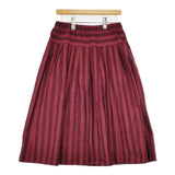 ヤンマ産業 YAMMA 会津木綿 タックスカート おさむ縞 ロングスカート レッド レディース ヤンマ産業【中古】5-1218M∞
