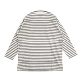 中川政七商店 空紡糸のワイドバスクシャツ ボーダー コットン カットソー グレー ホワイト レディース 中川政七商店【中古】5-1221M∞