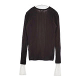 marmors マルモア layered rib knit 定価28600円 ウール レイヤード リブ セーター ニット ブラウン レディース【中古】5-1020T∞