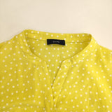 SHIPS プリントロングスリーブＶネックワンピース 定価19910円 ドット柄 ワンピース イエロー レディース シップス【中古】6-0323M∞
