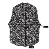 iCB バックサテンアムンゼン 五分袖 バンドカラ―ブラウス XS 定価16940円 シャツ ブラック ホワイト レディース アイシービー【中古】5-0916S♪
