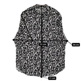 iCB バックサテンアムンゼン 五分袖 バンドカラ―ブラウス XS 定価16940円 シャツ ブラック ホワイト レディース アイシービー【中古】5-0916S♪