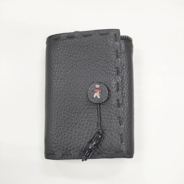 HENRY BEGUELIN オミノ OMINO NEW TANGRAM レザー 牛革 定価61600円 三つ折り財布 ブラック レディース エンリーベグリン【中古】5-1027G◎