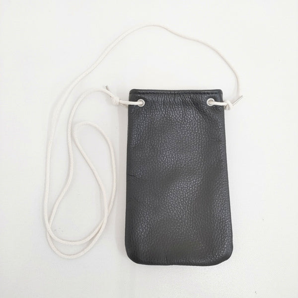 TEMBEA PHONE CASE 定価12100円 牛革 ショルダーポーチ ショルダーバッグ ブラック レディース テンベア【中古】5-1027G◎