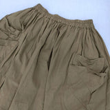 homspun 211-4488 バルキーシーチング ダブルポケットギャザースカート 定価22000円 コットン ロングスカート ブラウン レディース ホームスパン【中古】5-1221M∞